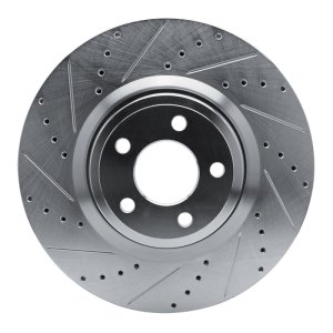 Ford Police Interceptor Utility Brake Rotor (1) - Front Left - R1 Concepts - Drilled & Slotted - Silver - `20-`25 Ford Police Interceptor Utility Brake Rotor (1) - Front Left - R1 Concepts - Drilled & Slotted - Silver - `20-`25